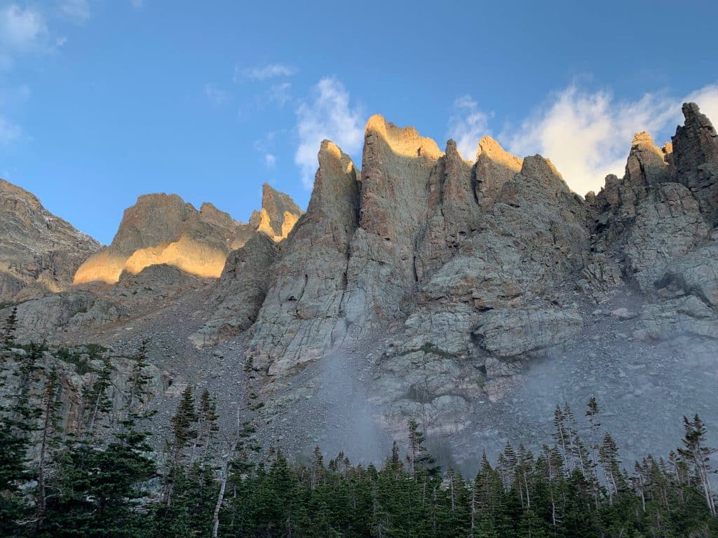 Petit Grepon and the Sharkstooth as seen from Sky Pond RMNP