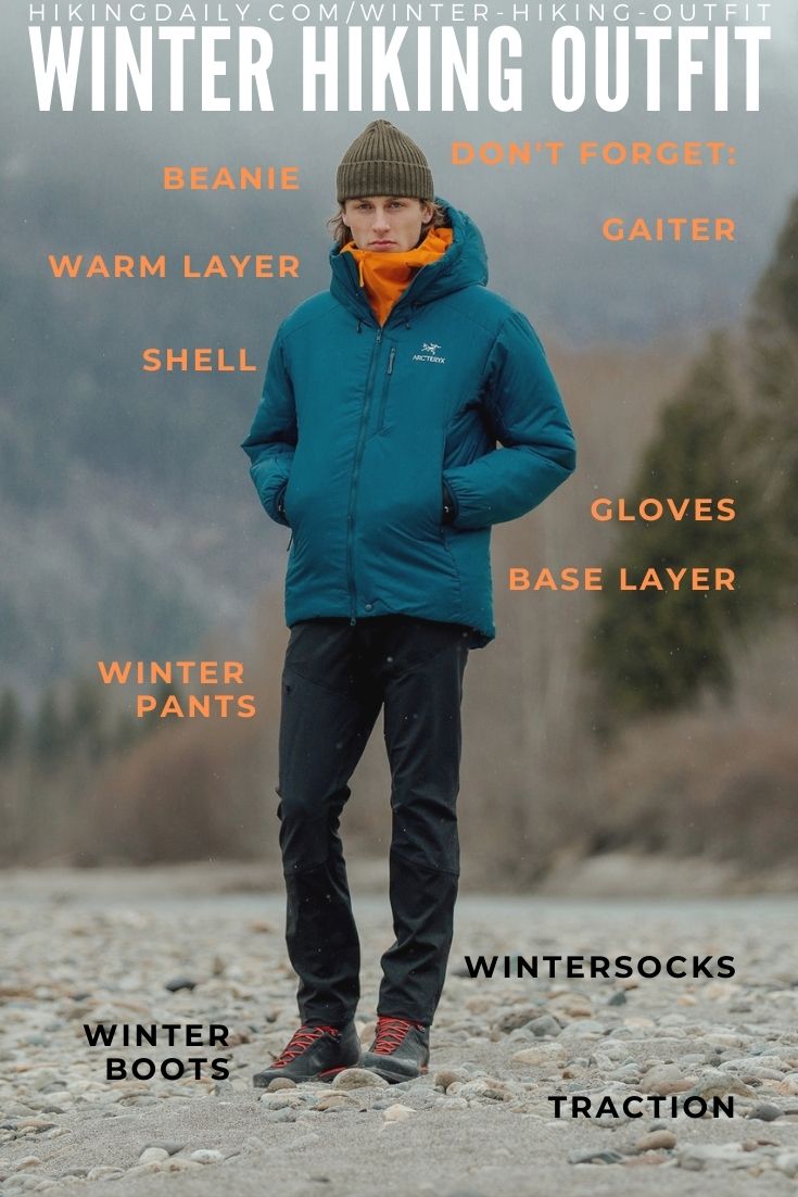 Winter hiking outfits and clothing