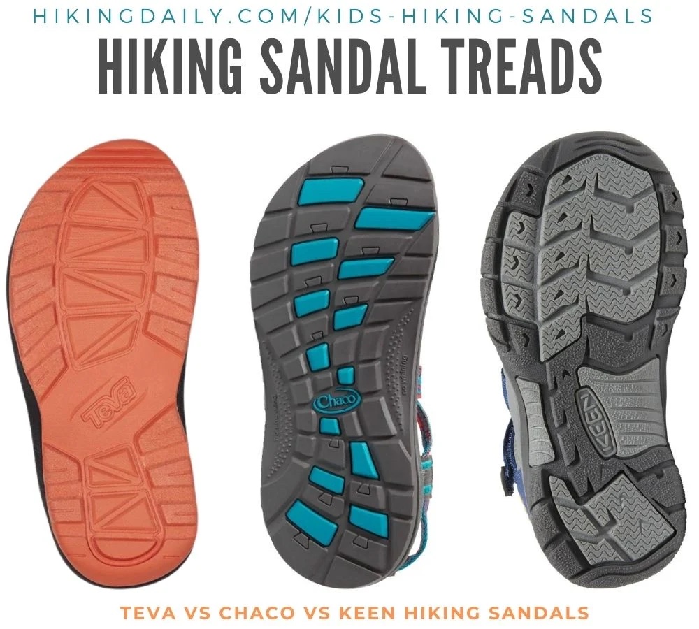 Kids hiking sandals traction lugs and treads