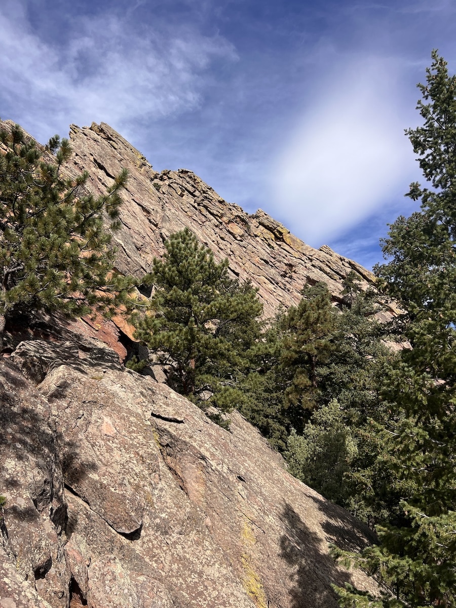 View of 1st Flatiron at top of 1st-2nd Flatiron Trail in Boulder